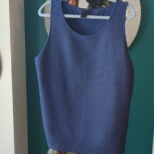 Ann Taylor Sleeveless Textured Shell Top - Navy Blue